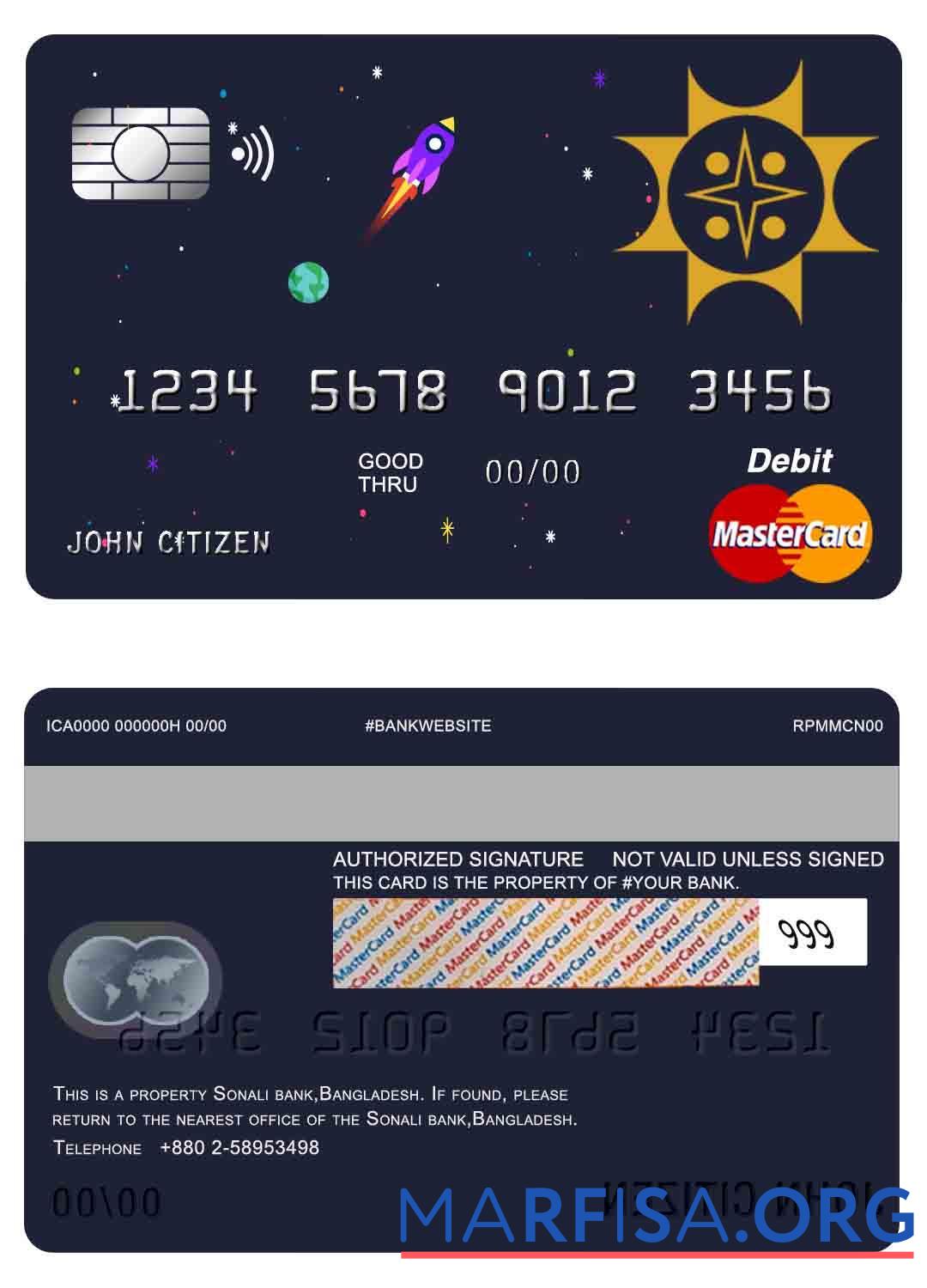 Downloadable Bangladesh Sonali bank mastercard template